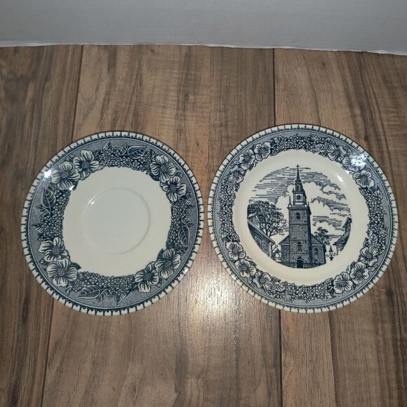 Cavalier Royal China USA Blue Colonial Heritage Set of 2 Small Plates 6½"in - Picture 4 of 7